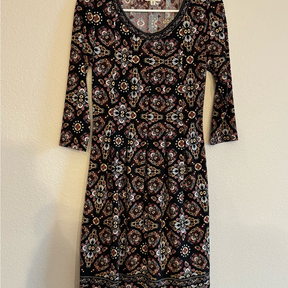 Max Studio Black Floral Long Sleeve Dress